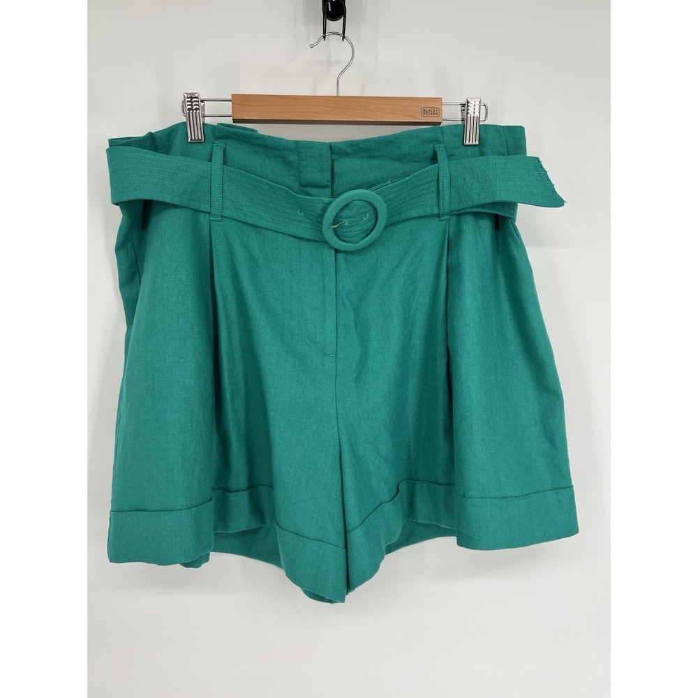 Worthington Belted Pleated Shorts Porcelain Green Womens Sz 16 NWT Org $49